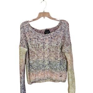 Abercrombie & Fitch Multi-Color Oversized Cable Cropped Sweater